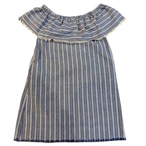 Ethereal by Francesca’s Off-Shoulder Chambray Stripe Dress | Small